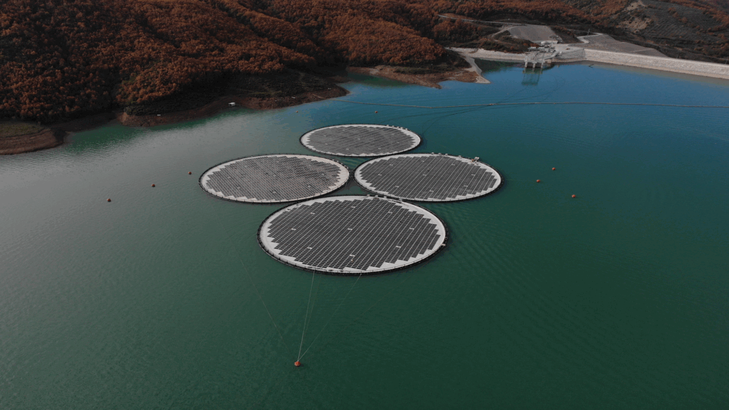 East Europes largest floating solar project, on a hydropower reservoir.